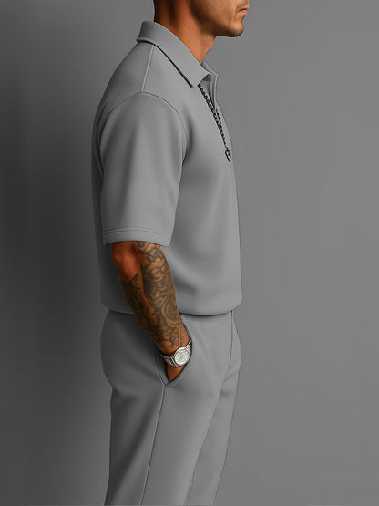 Gilbert Open Collar Polo And Trousers Set_16
