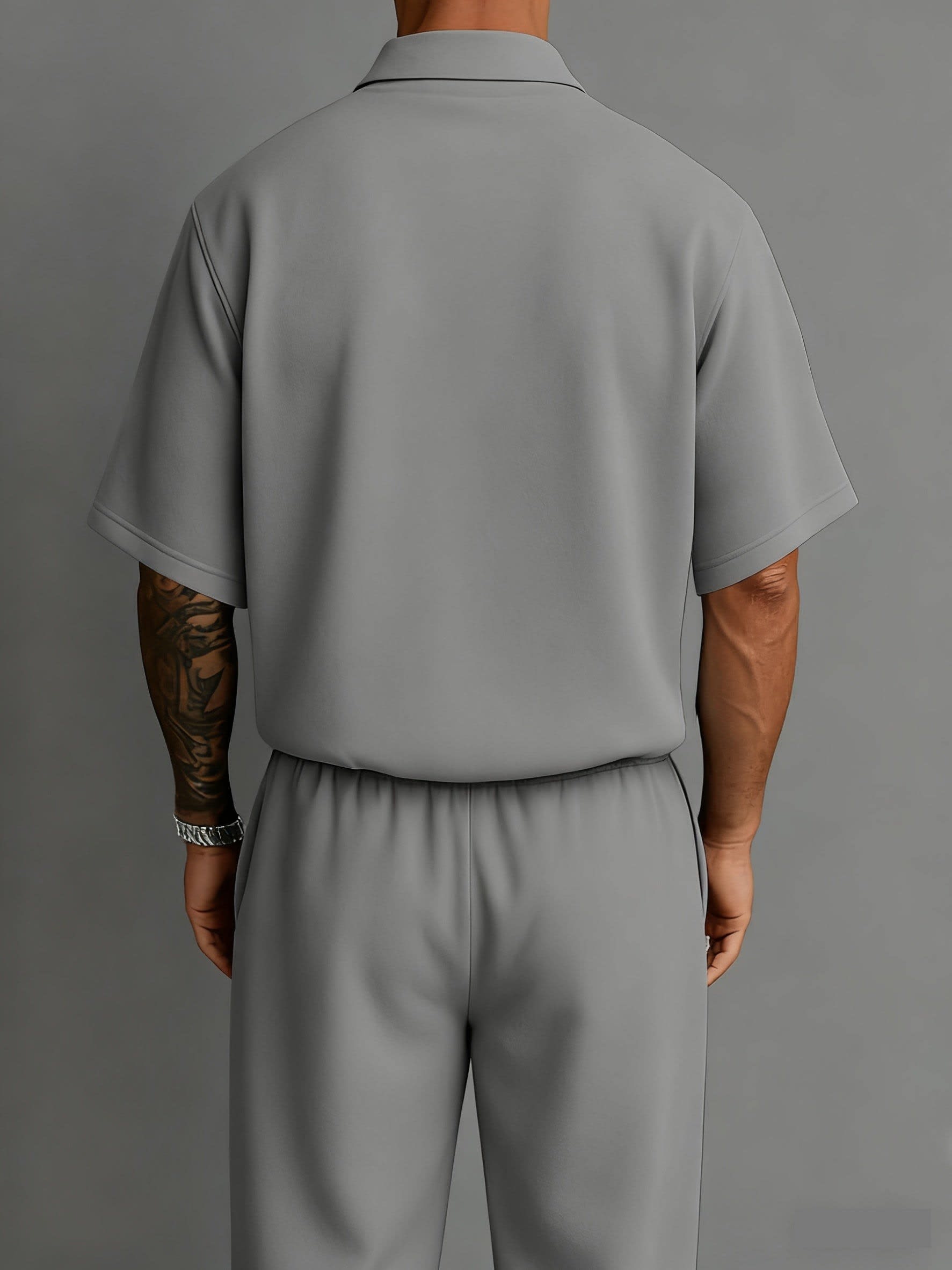 Gilbert Open Collar Polo And Trousers Set_17