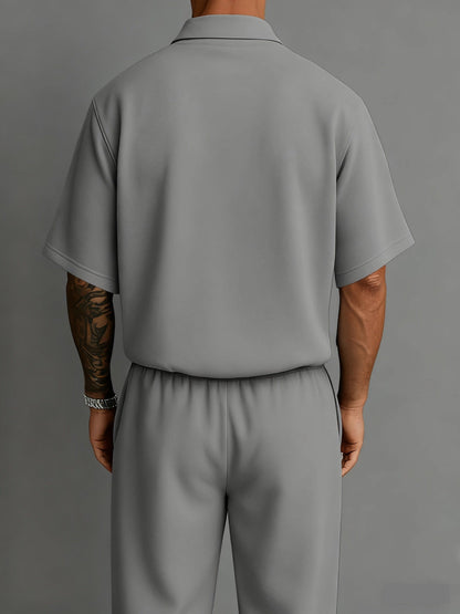 Gilbert Open Collar Polo And Trousers Set_17