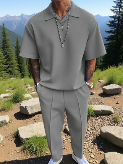 Gilbert Open Collar Polo And Trousers Set_18