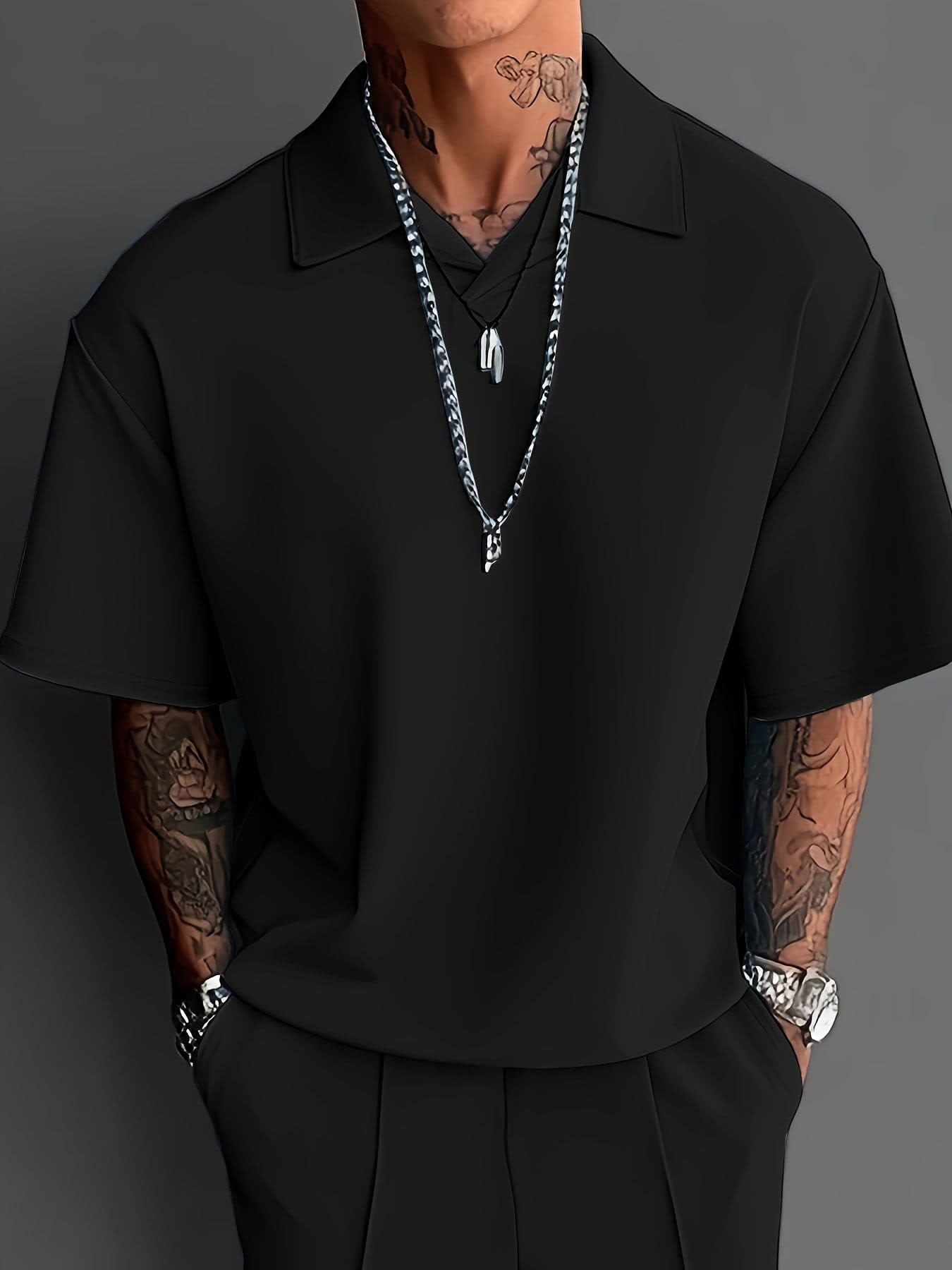 Gilbert Open Collar Polo And Trousers Set_19
