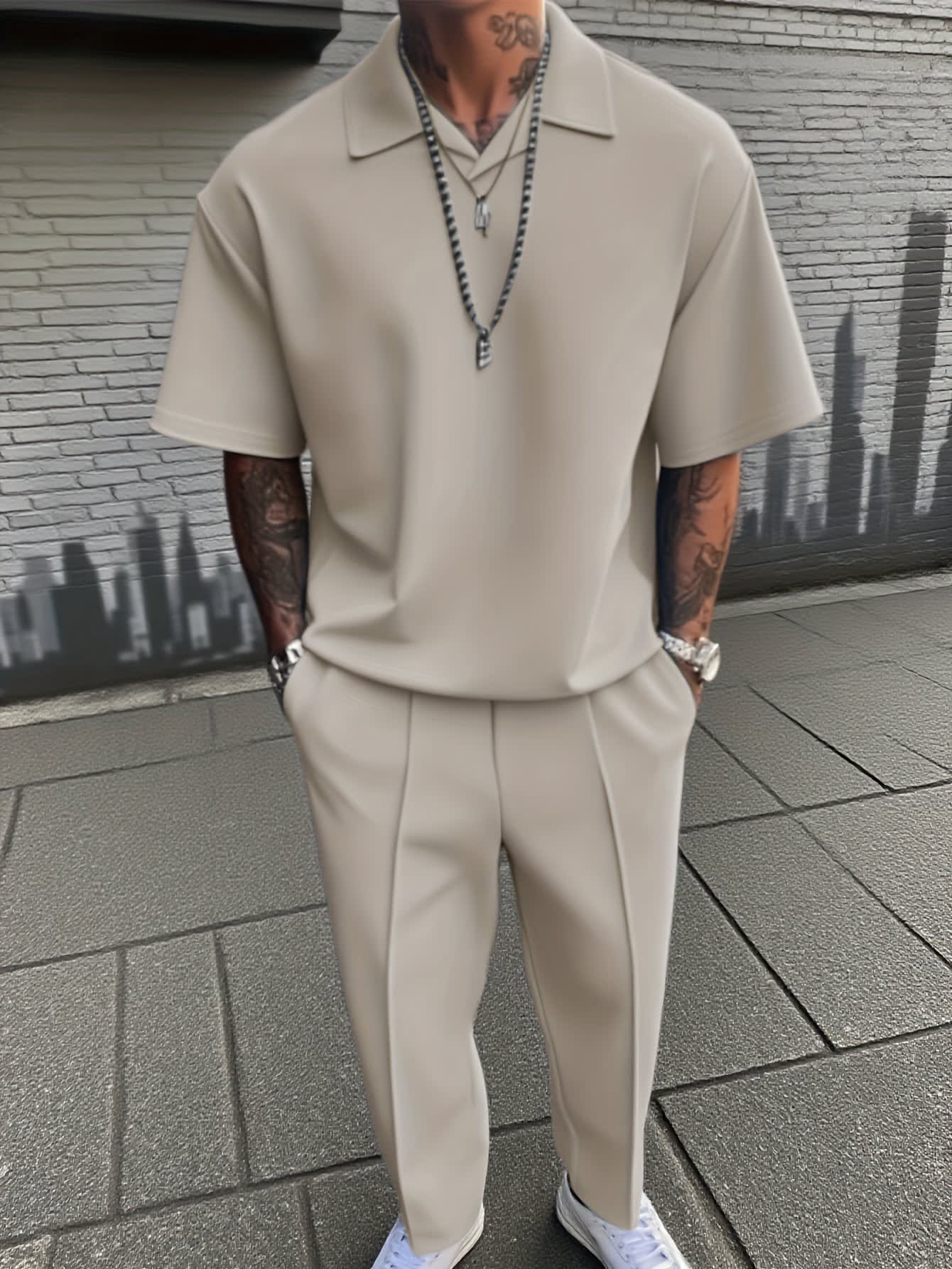Gilbert Open Collar Polo And Trousers Set_2