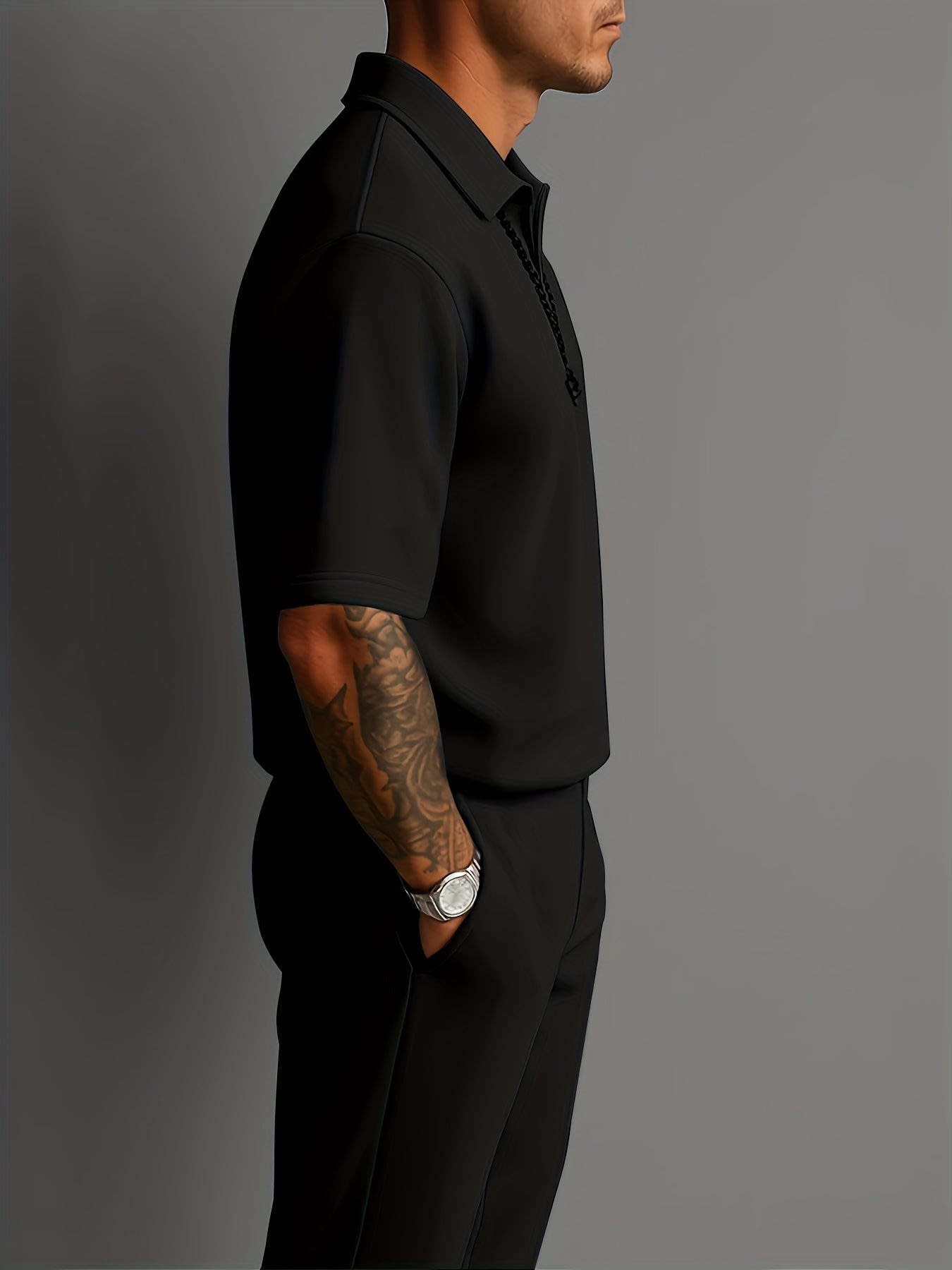 Gilbert Open Collar Polo And Trousers Set_21