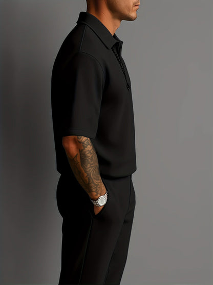 Gilbert Open Collar Polo And Trousers Set_21