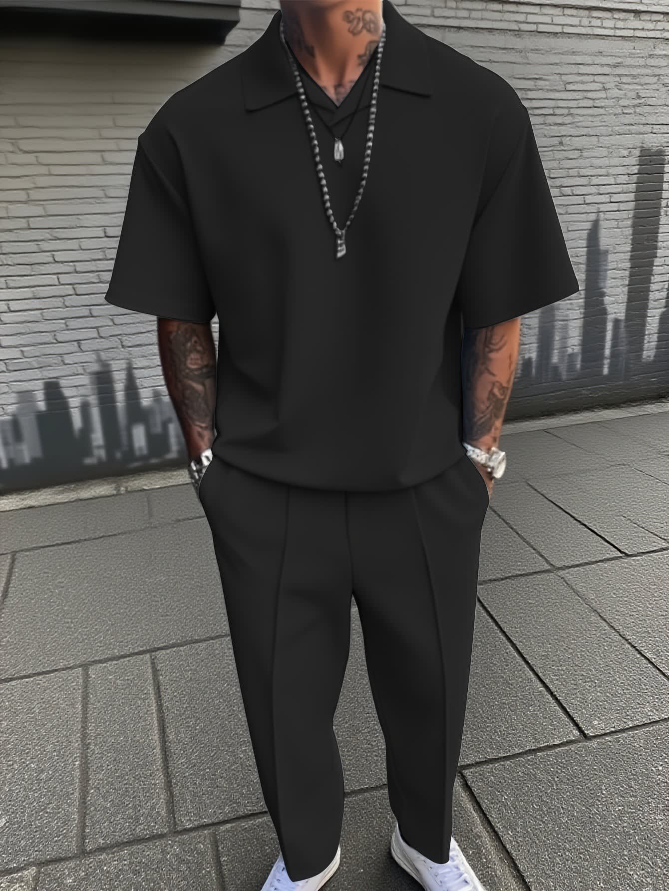 Gilbert Open Collar Polo And Trousers Set_3