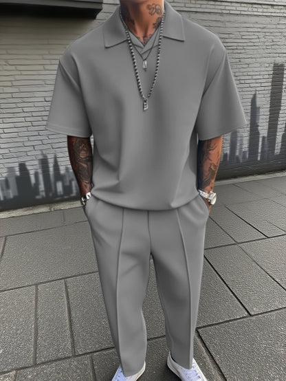Gilbert Open Collar Polo And Trousers Set_4