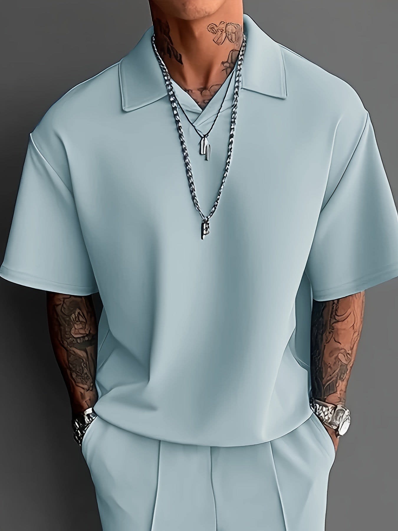 Gilbert Open Collar Polo And Trousers Set_5