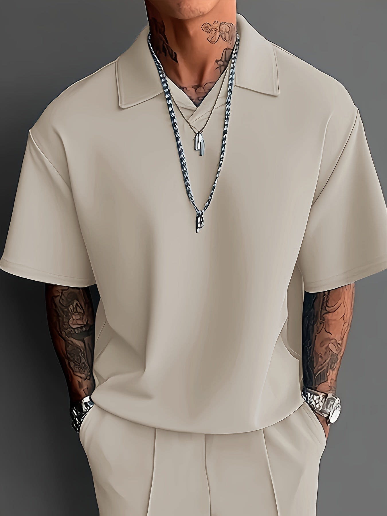 Gilbert Open Collar Polo And Trousers Set_6