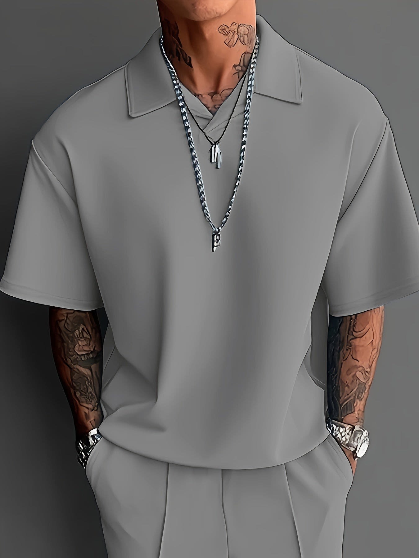 Gilbert Open Collar Polo And Trousers Set_8