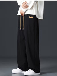 Gene Contrast Drawstring Wide Leg Trousers
