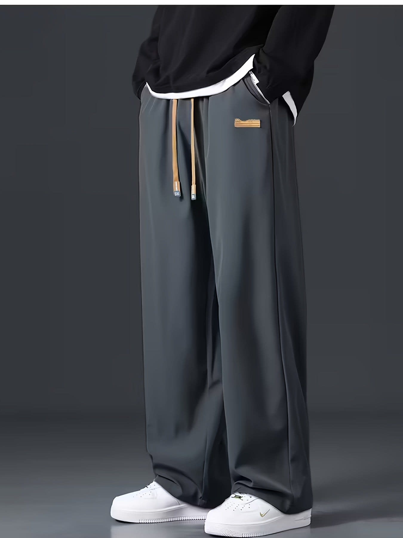 Gene Contrast Drawstring Wide Leg Trousers_2