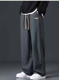 Gene Contrast Drawstring Wide Leg Trousers