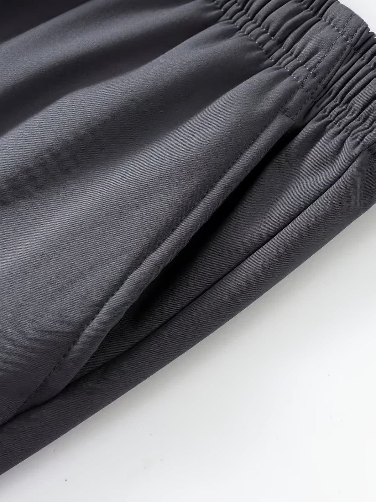 Gene Contrast Drawstring Wide Leg Trousers
