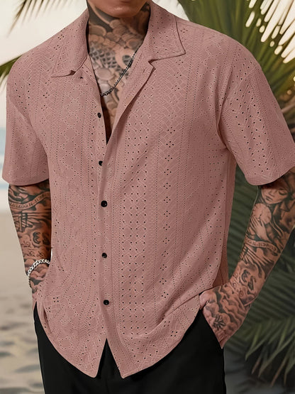 Gerard Eyelet Texture Camp Collar Shirt_1