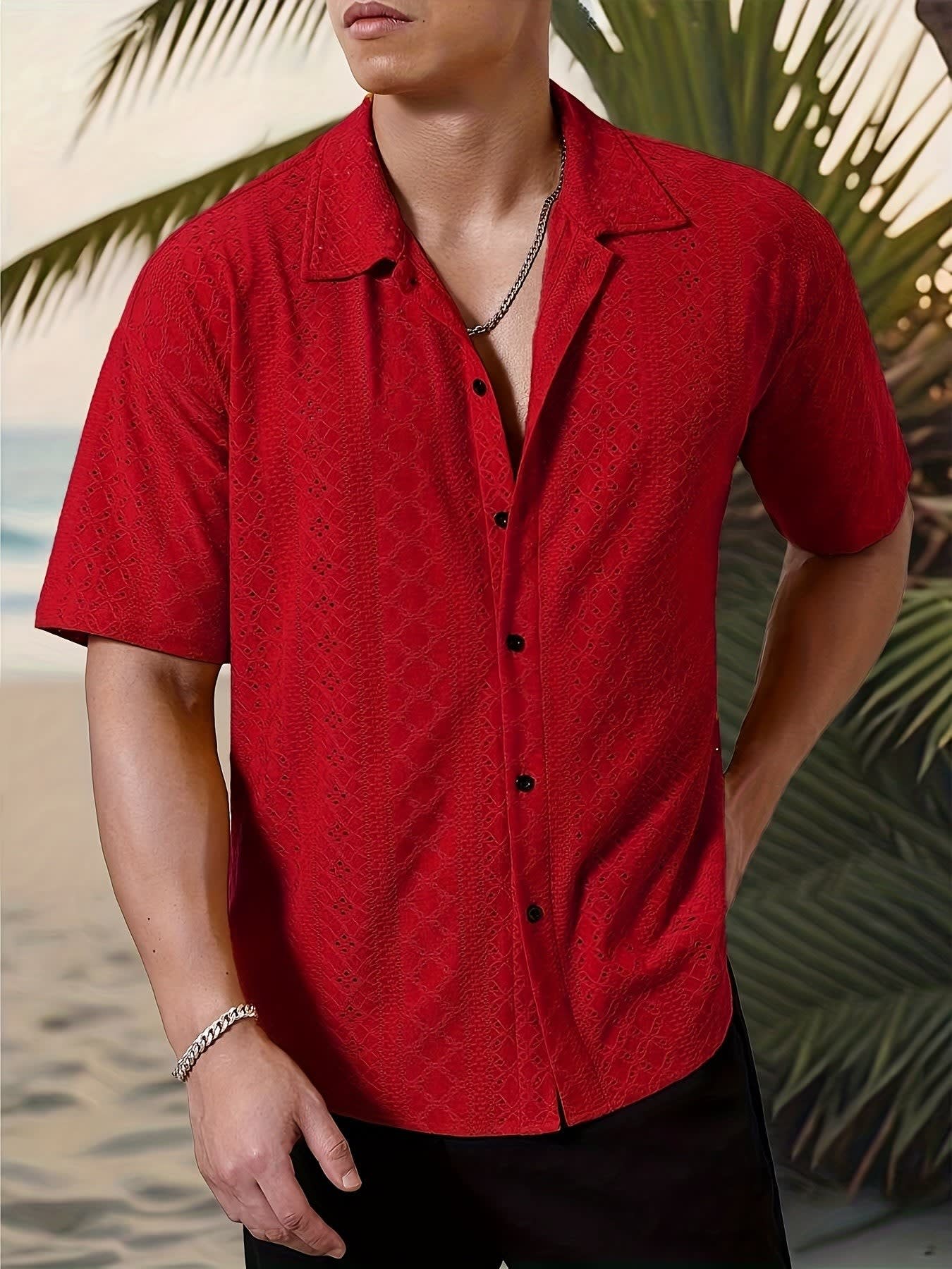 Gerard Eyelet Texture Camp Collar Shirt_12