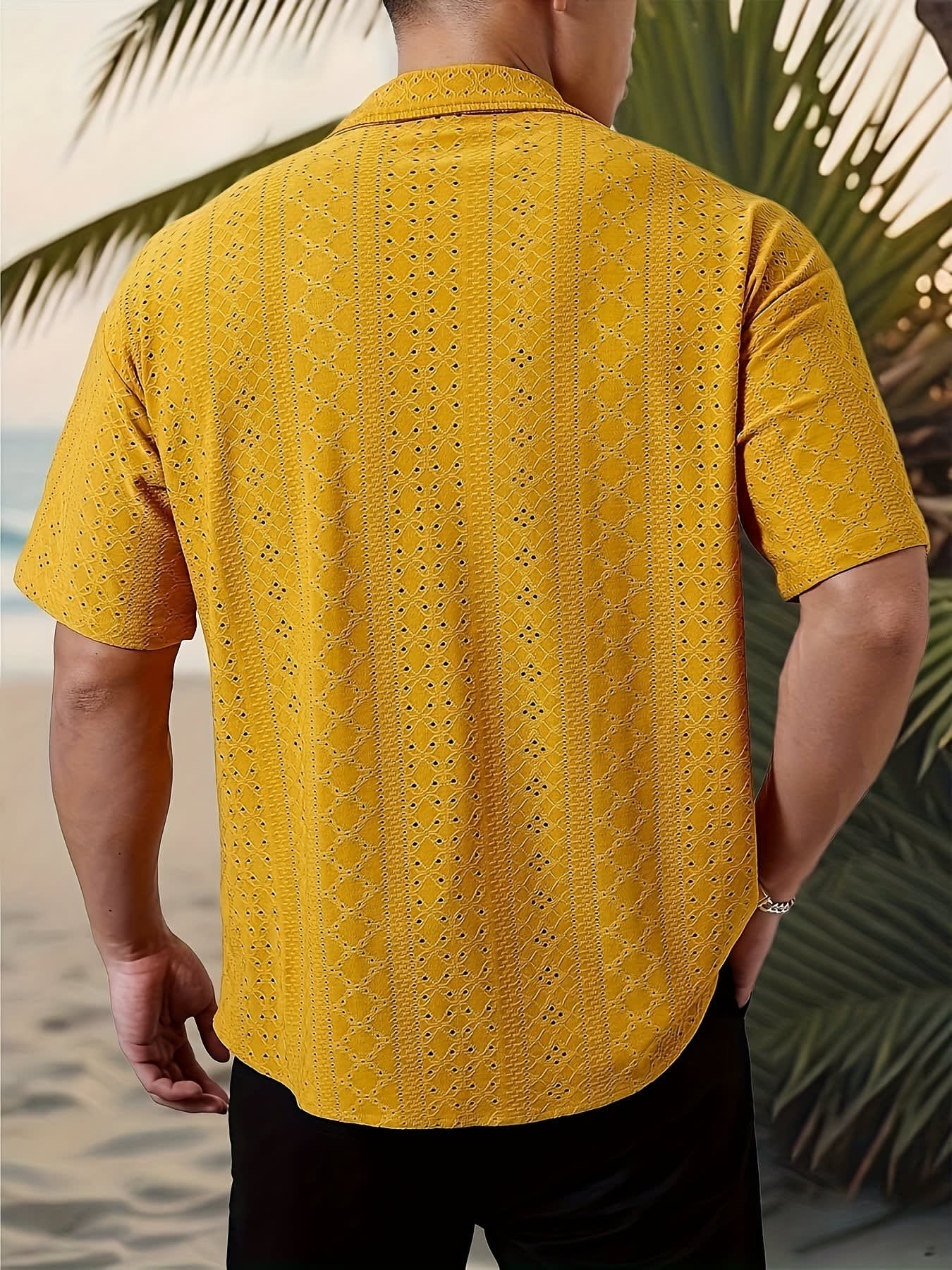 Gerard Eyelet Texture Camp Collar Shirt_15