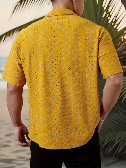 Gerard Eyelet Texture Camp Collar Shirt_15