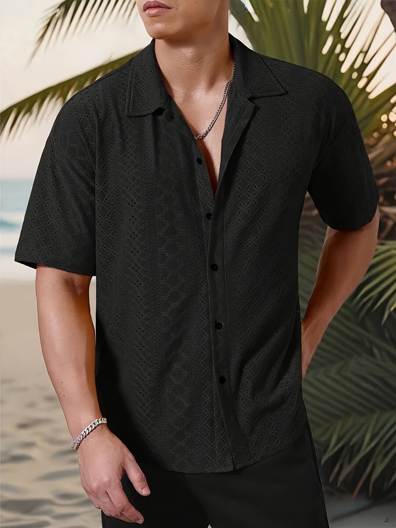 Gerard Eyelet Texture Camp Collar Shirt_17