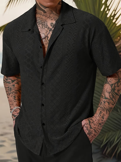 Gerard Eyelet Texture Camp Collar Shirt_2