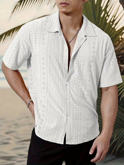 Gerard Eyelet Texture Camp Collar Shirt_24
