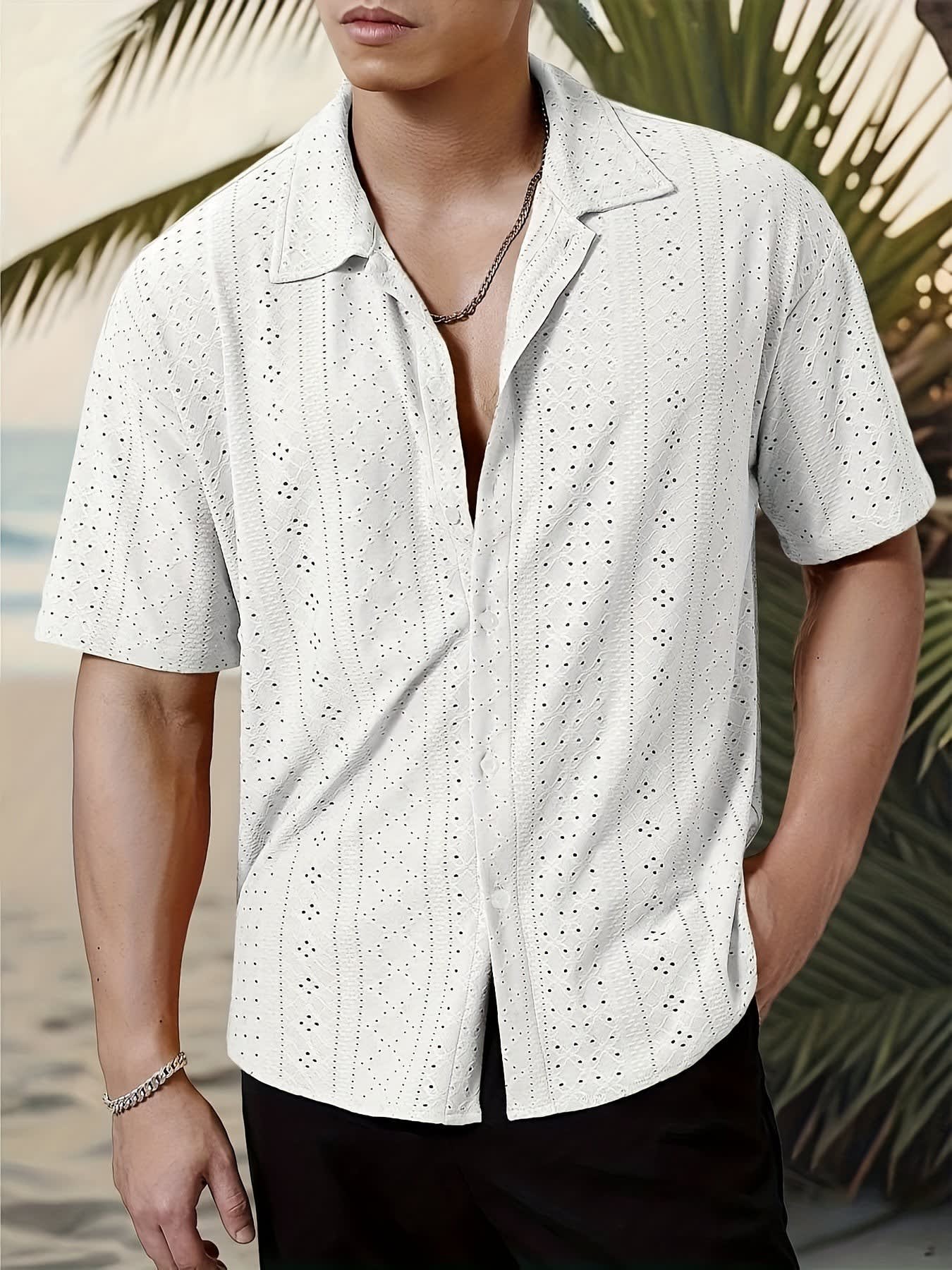 Gerard Eyelet Texture Camp Collar Shirt_26