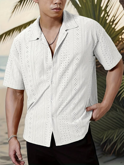 Gerard Eyelet Texture Camp Collar Shirt_27
