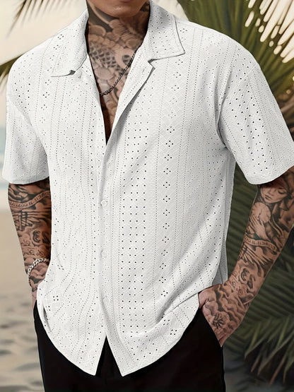 Gerard Eyelet Texture Camp Collar Shirt_5