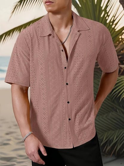 Gerard Eyelet Texture Camp Collar Shirt_8