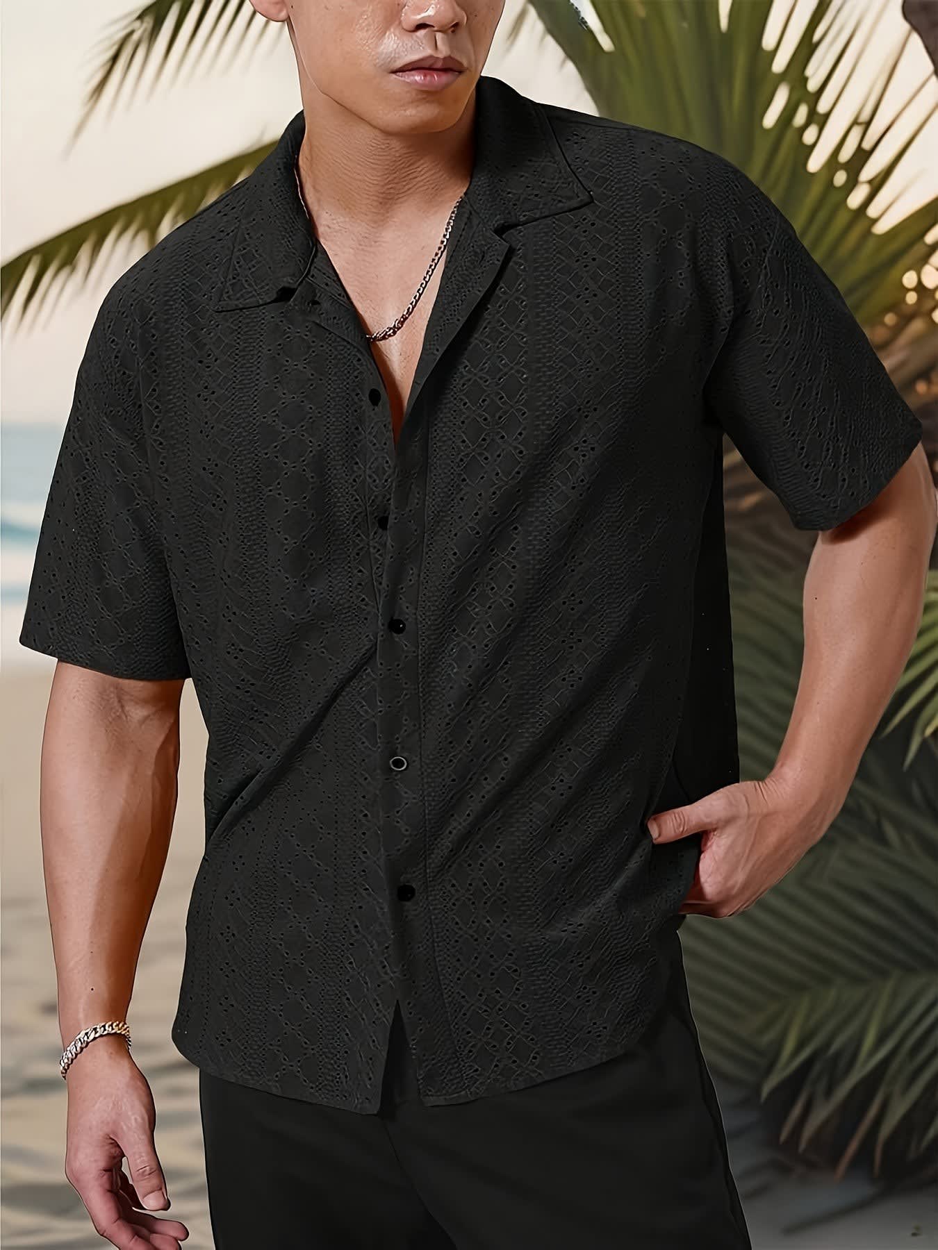 Gerard Eyelet Texture Camp Collar Shirt_9