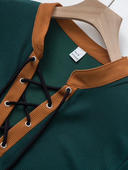 Latham Lace Up Waffle Knit Shirt and Shorts Set_10