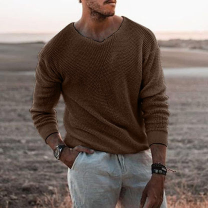 Bergen Waffle Knit V Neck Pullover_6