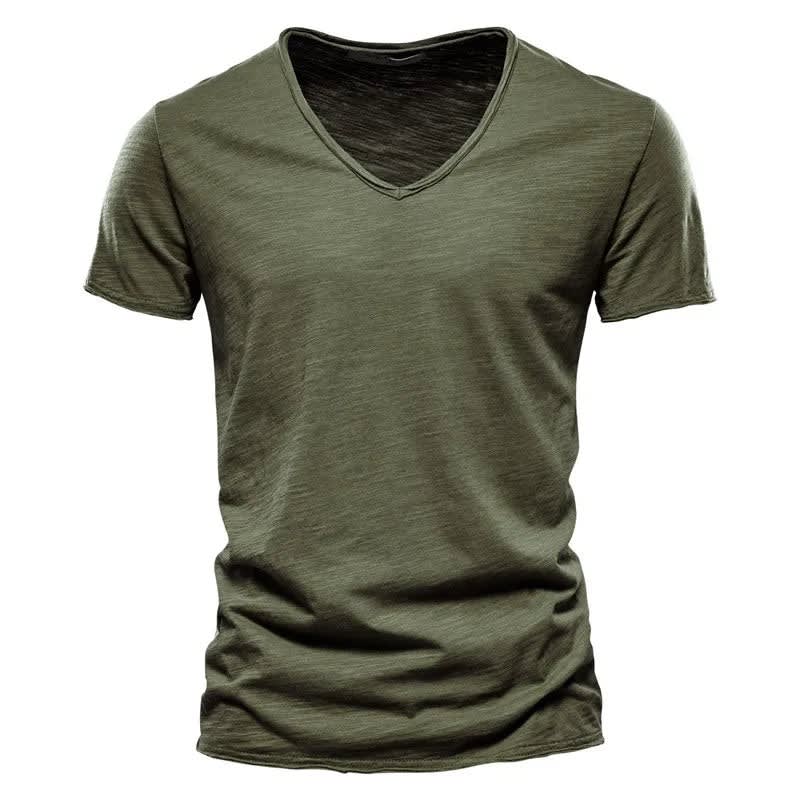 Magnus Slub Cotton V-Neck T-Shirt