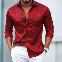 Gaspard Damask Satin Long Sleeve Shirt