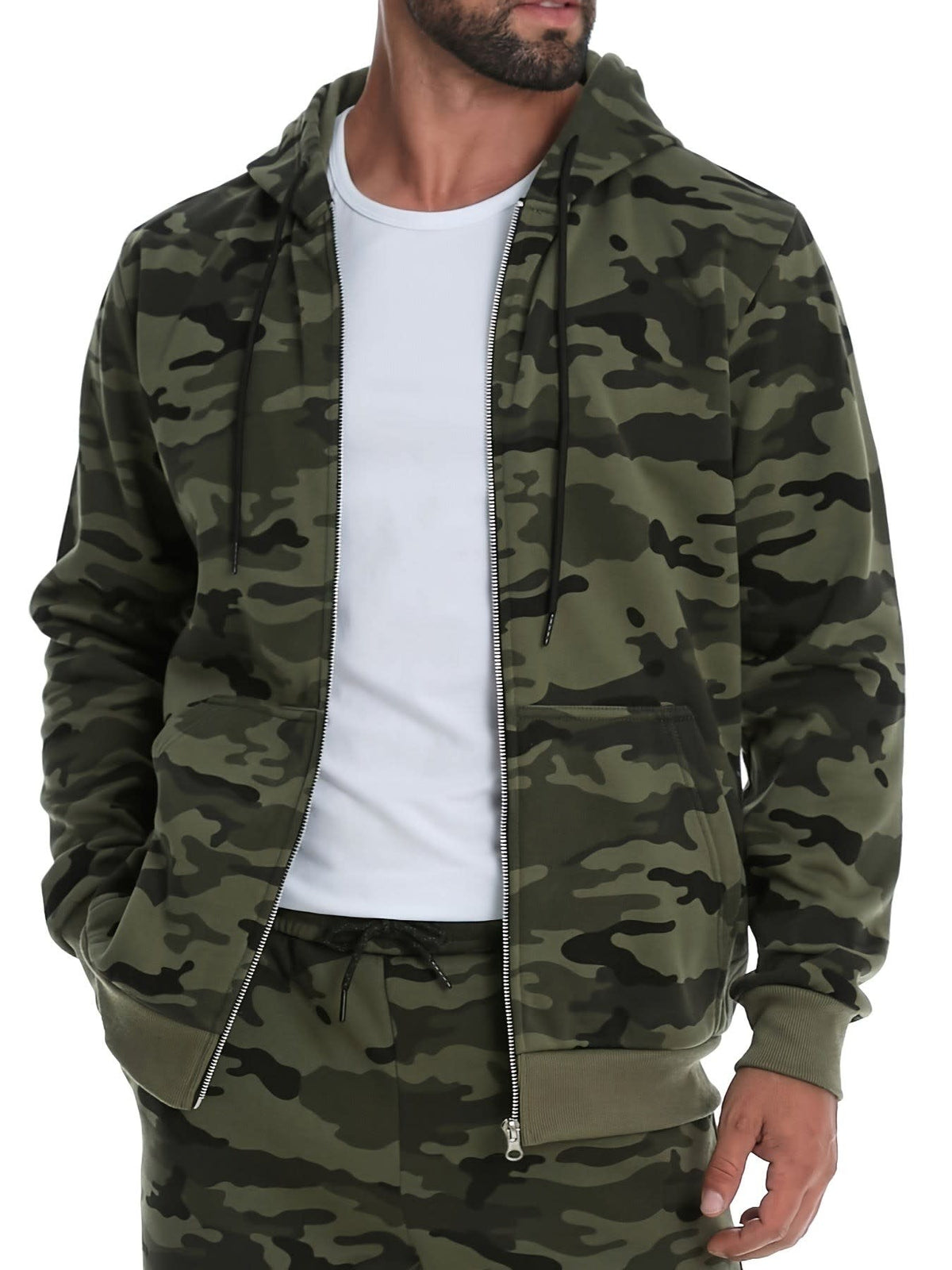 Earl Camo Print Zip Up Hoodie