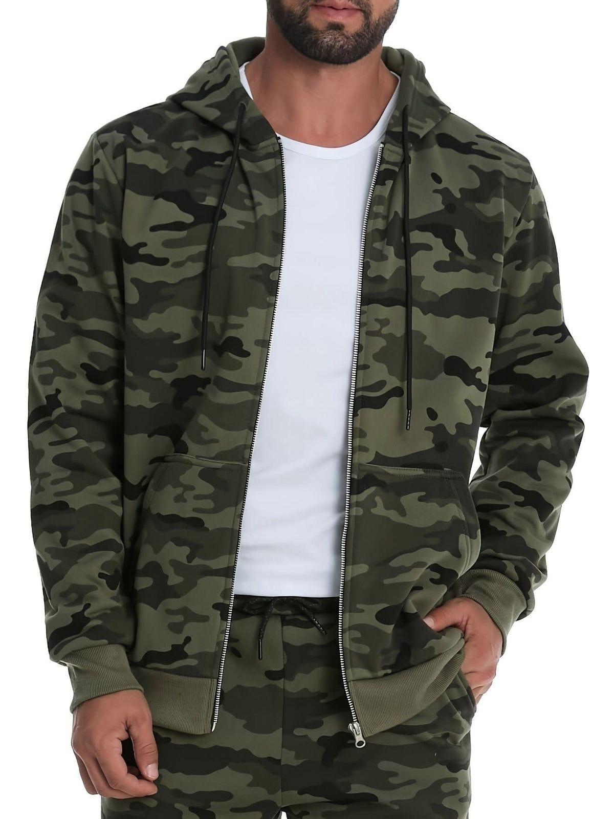 Earl Camo Print Zip Up Hoodie