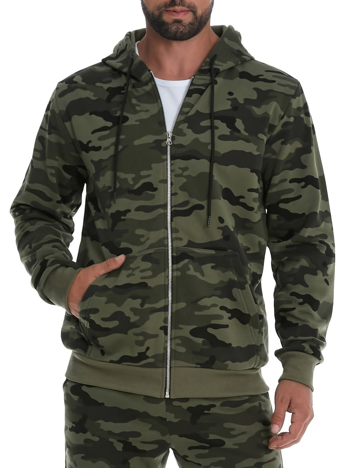 Earl Camo Print Zip Up Hoodie