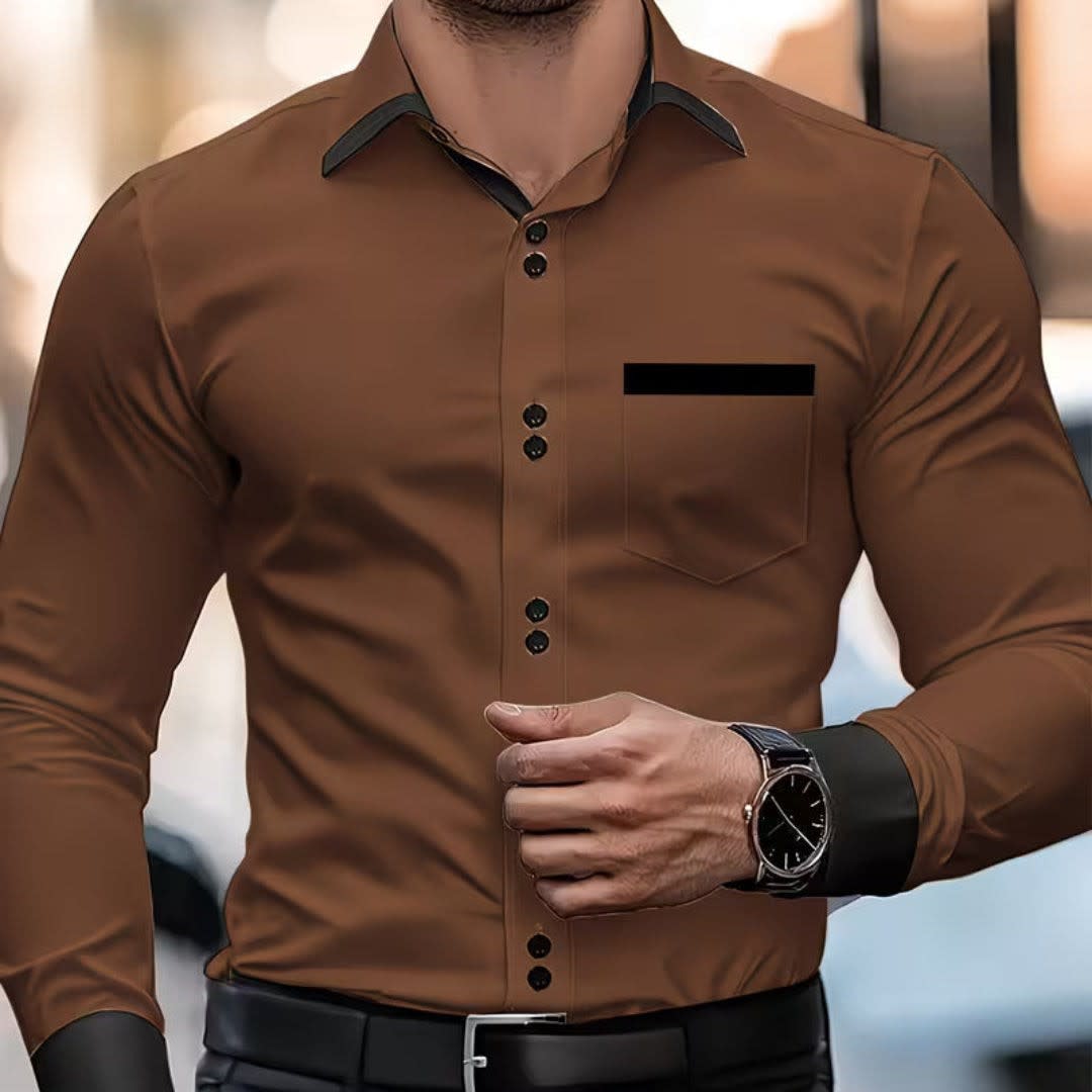 Joshua Contrast Trim Long Sleeve Shirt