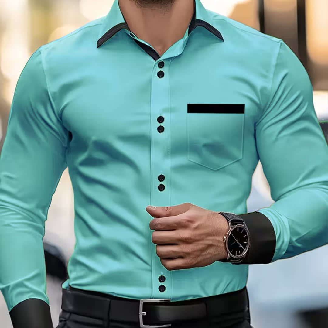 Joshua Contrast Trim Long Sleeve Shirt