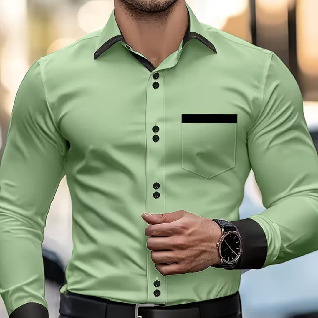 Joshua Contrast Trim Long Sleeve Shirt