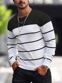 Finnegan Color Block Striped Crew Neck Pullover