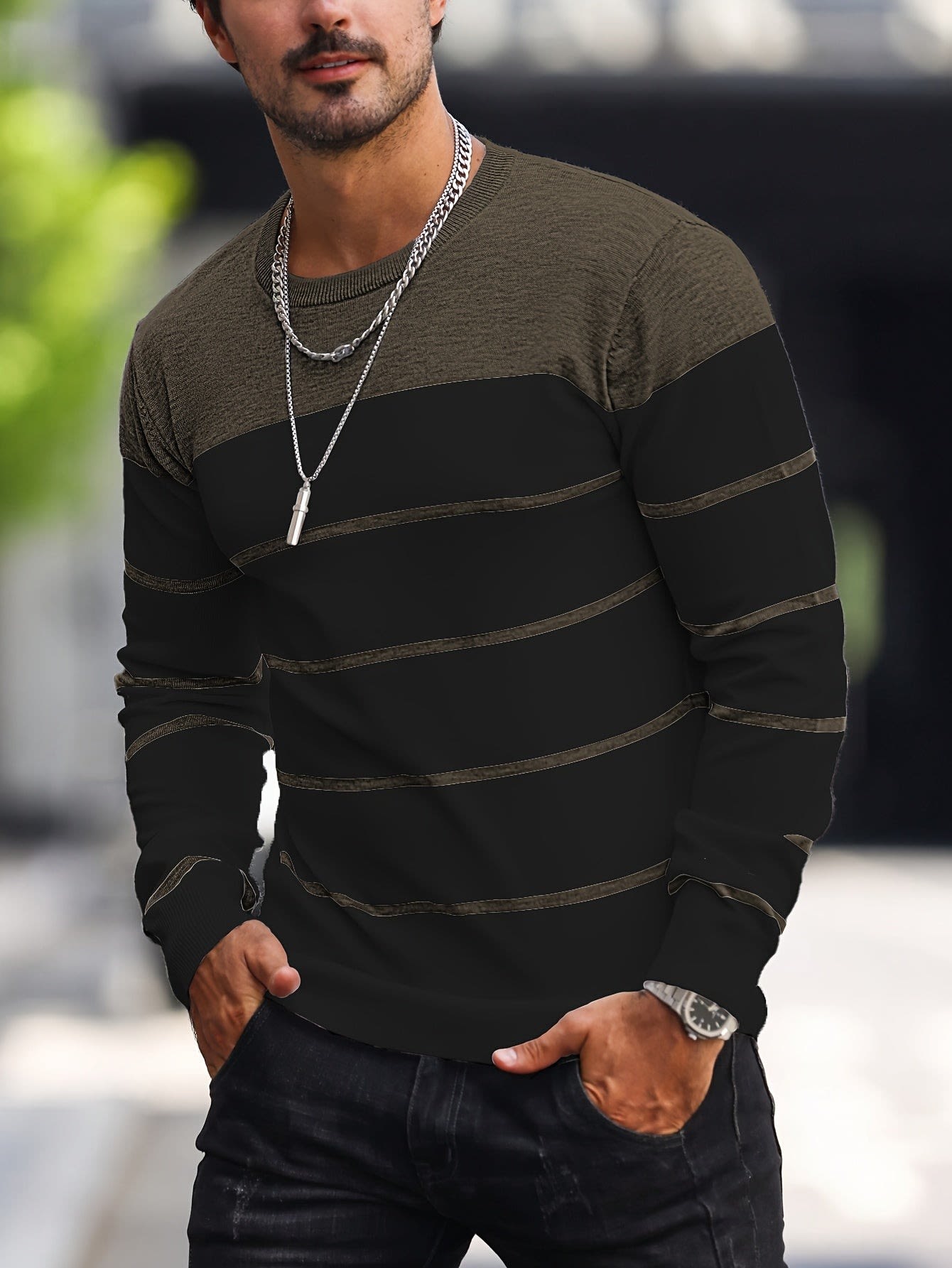 Finnegan Color Block Striped Crew Neck Pullover_11