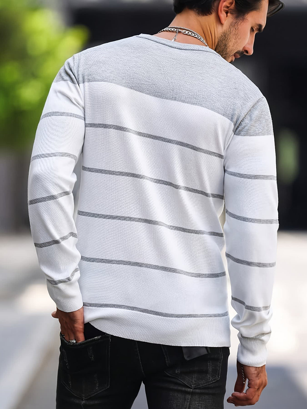 Finnegan Color Block Striped Crew Neck Pullover