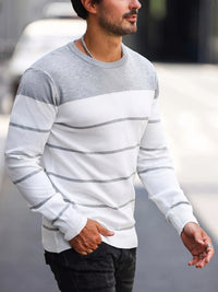 Finnegan Color Block Striped Crew Neck Pullover