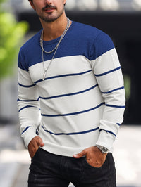Finnegan Color Block Striped Crew Neck Pullover
