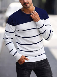Finnegan Color Block Striped Crew Neck Pullover