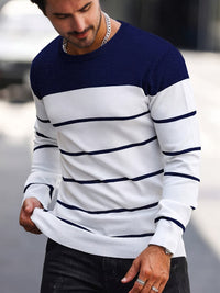 Finnegan Color Block Striped Crew Neck Pullover