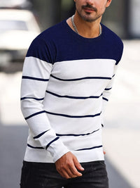 Finnegan Color Block Striped Crew Neck Pullover