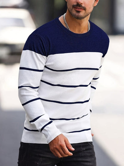 Finnegan Color Block Striped Crew Neck Pullover_23