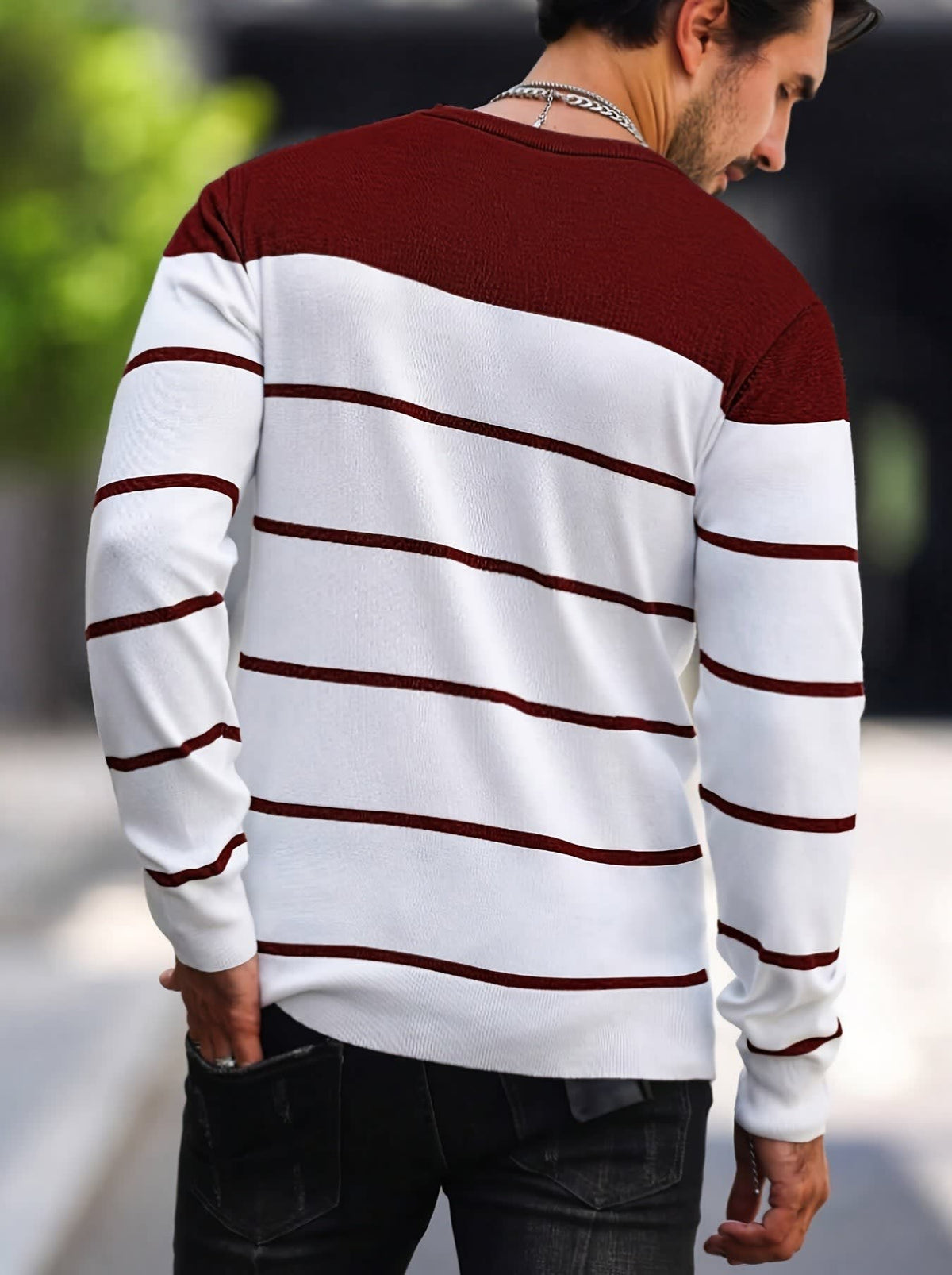 Finnegan Color Block Striped Crew Neck Pullover