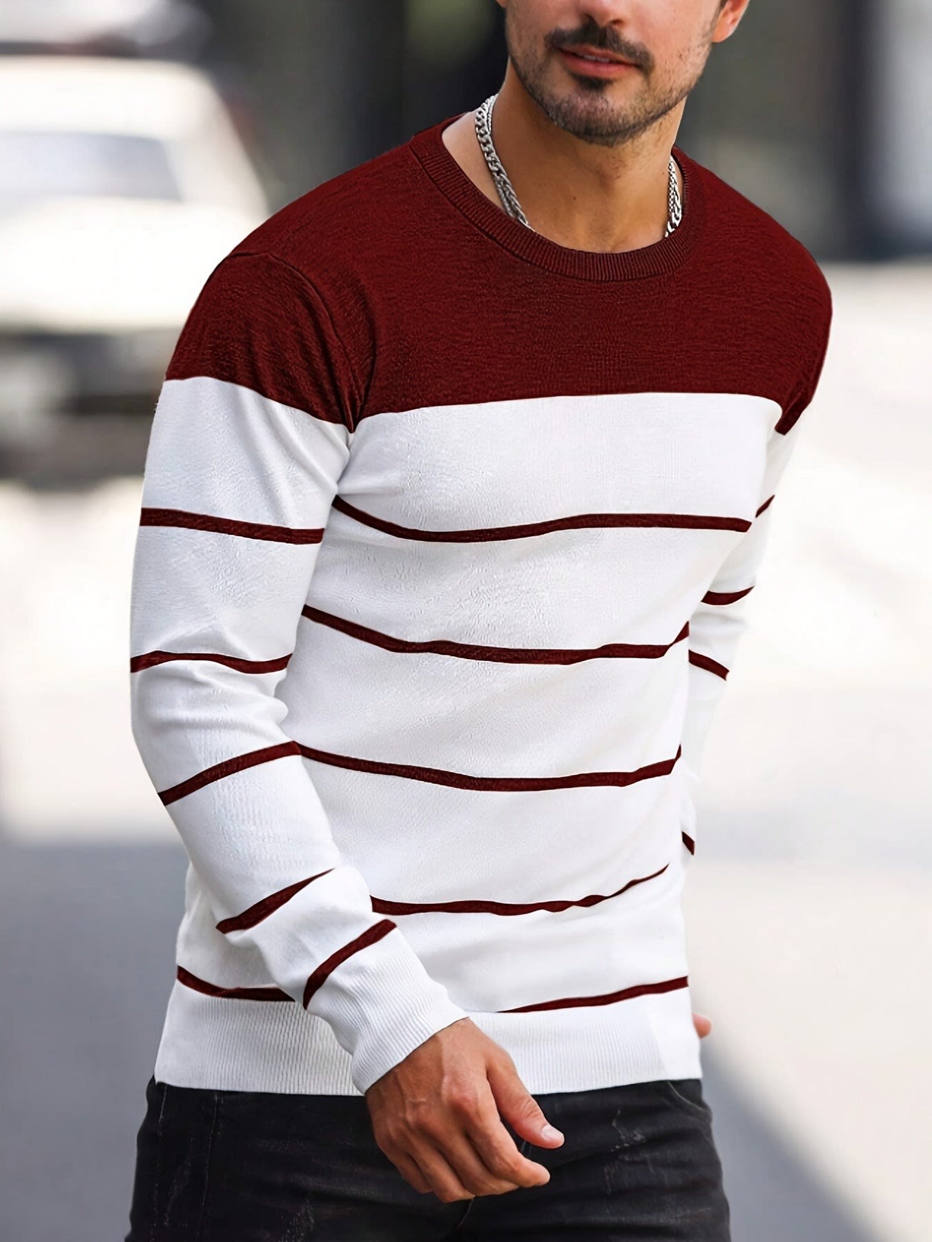 Finnegan Color Block Striped Crew Neck Pullover_36